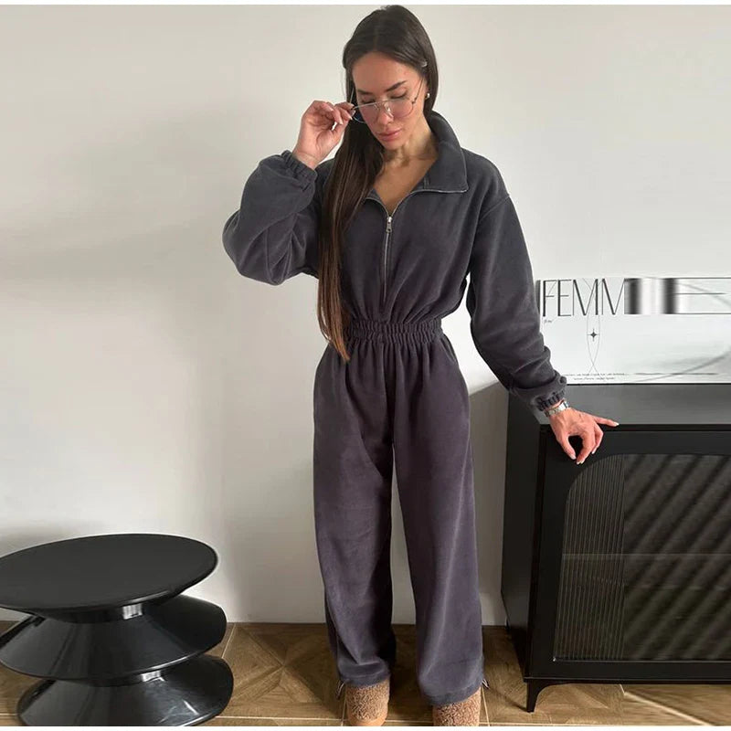 Winter Jumpsuit with Front Zipper - Frances