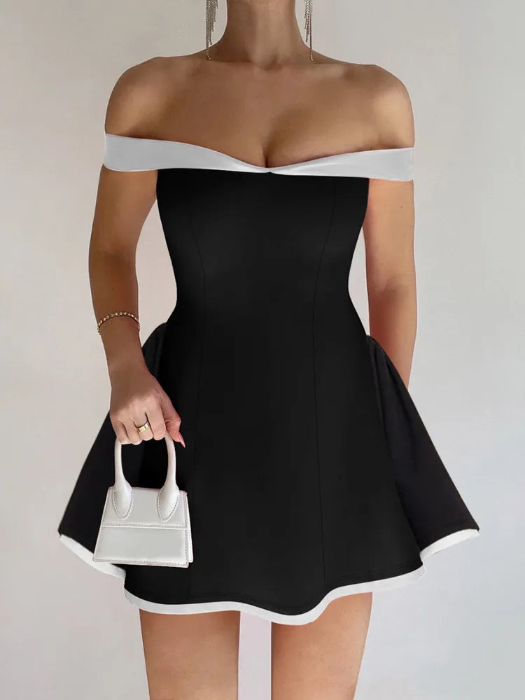 Mini A-line dress with off-shoulder - Margo