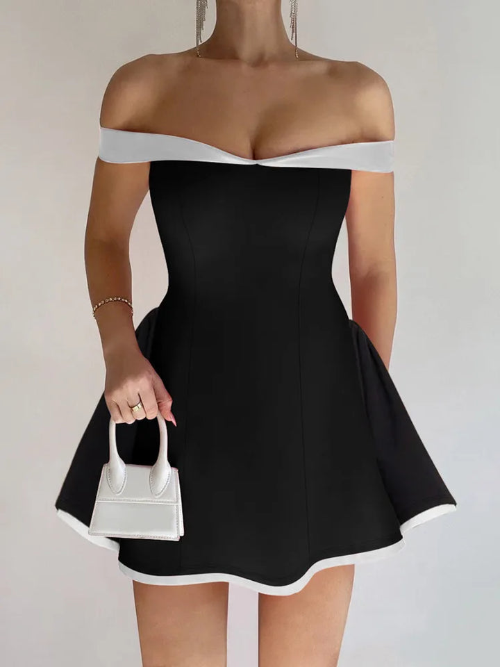 Mini A-line dress with off-shoulder - Margo