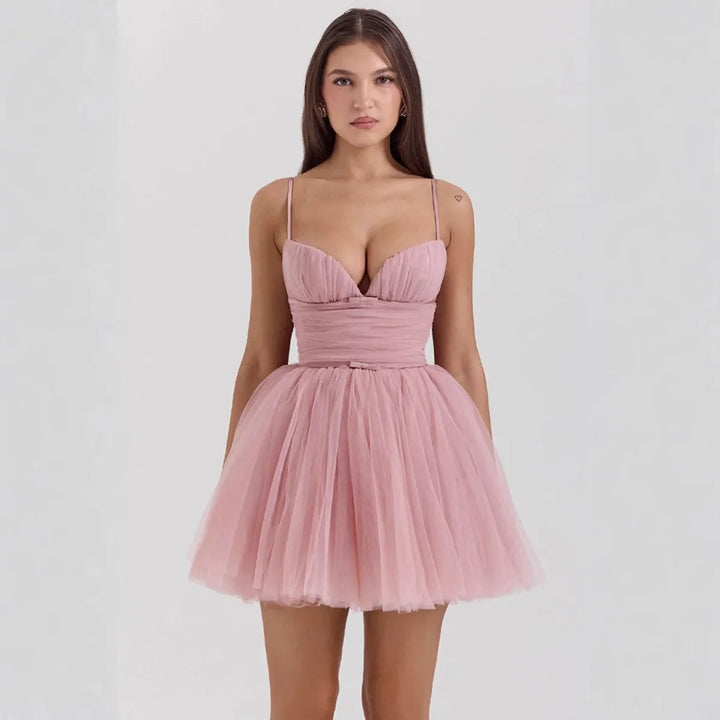 Ballerina mini dress with tulle design in A-line cut - Alicia