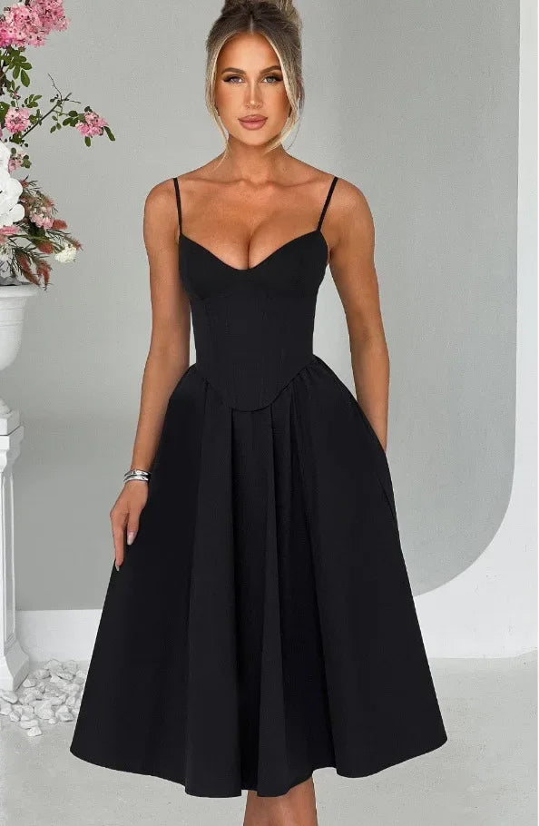 Midi Dress with A-Line and Classic Design - Nataly