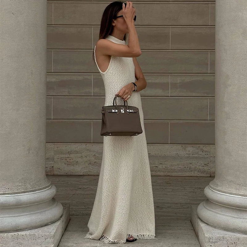 Knitted Maxi Dress with Tassel Decoration - Fiona
