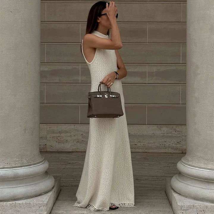 Knitted Maxi Dress with Tassel Decoration - Fiona