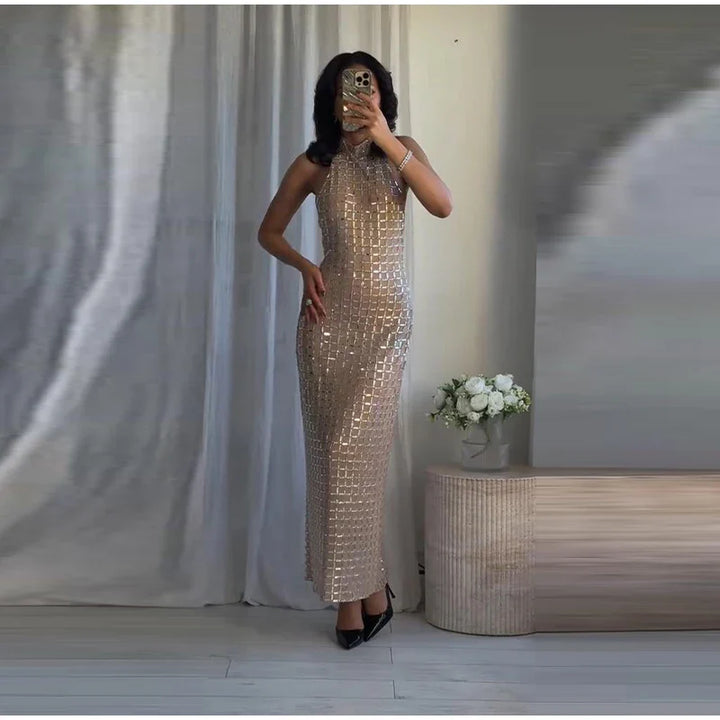 Strapless top / mini skirt / maxi dress / maxi dress with sparkling sequins design