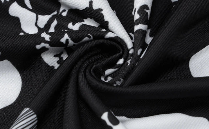 Mini Dress with Collar and Monochrome Print Design - Tessa