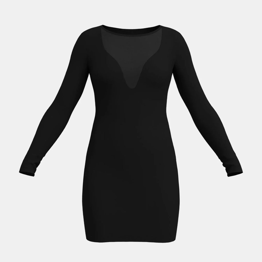 Fitted elegant mini dress with mesh detail - Kiana