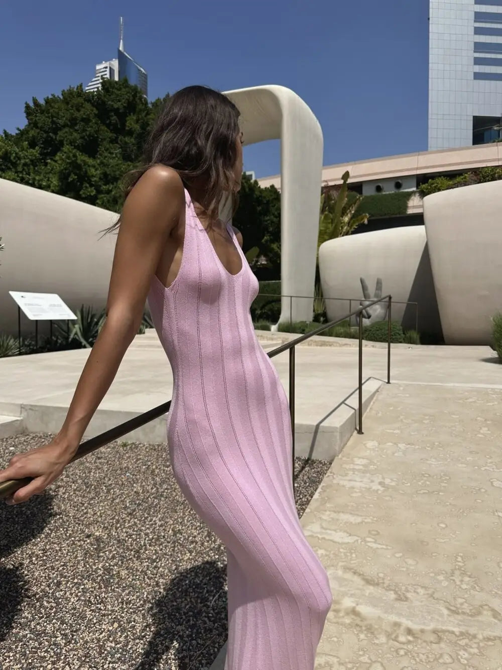 Knitted Maxi Dress with Open Back - Maliyah