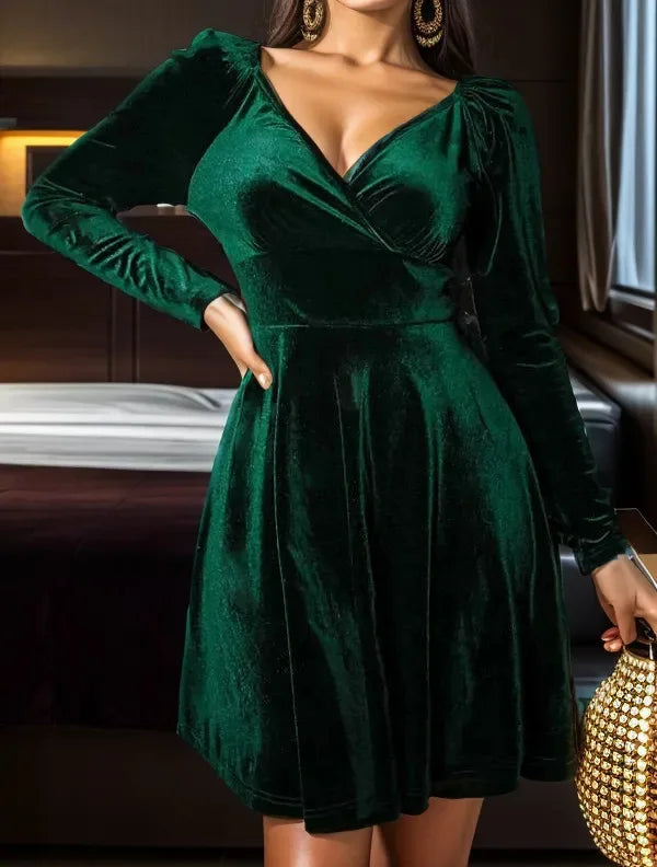 Velvet A-line mini dress - Jude