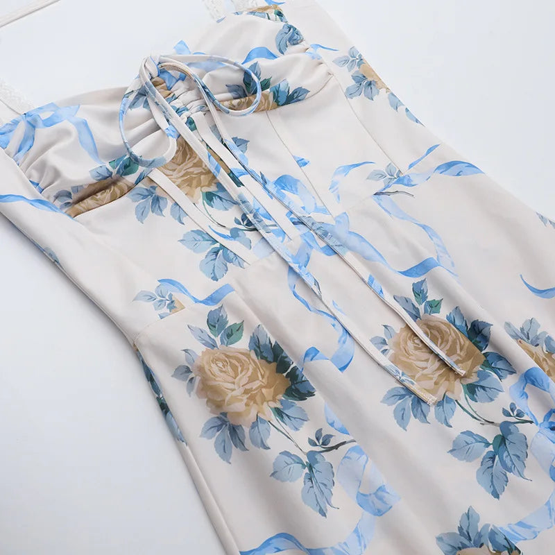 Elegant floral print midi A-line dress - Florine