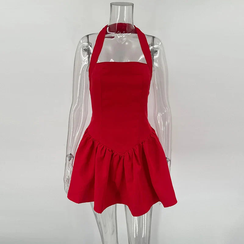 A-Line Mini Dress with Neck Closure - Sahar
