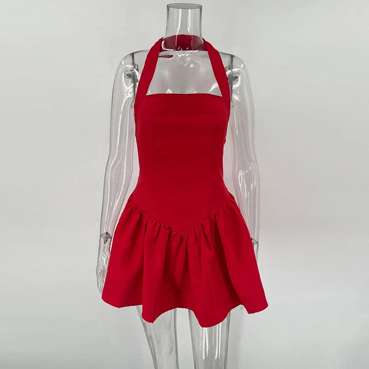 A-Line Mini Dress with Neck Closure - Sahar