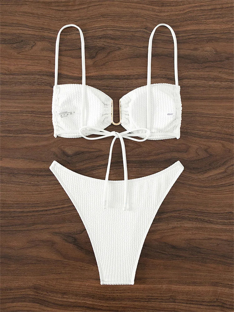 Bikini with gold buckle decoration - Maureen