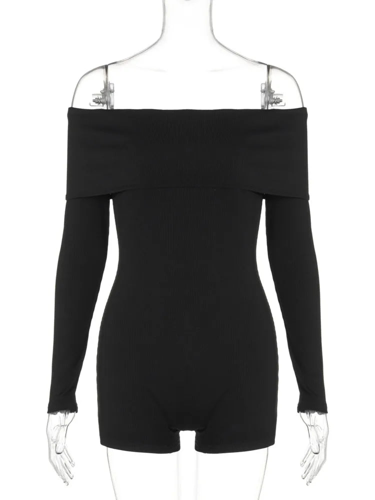Knitted Off-Shoulder One-Piece Suit - Mai