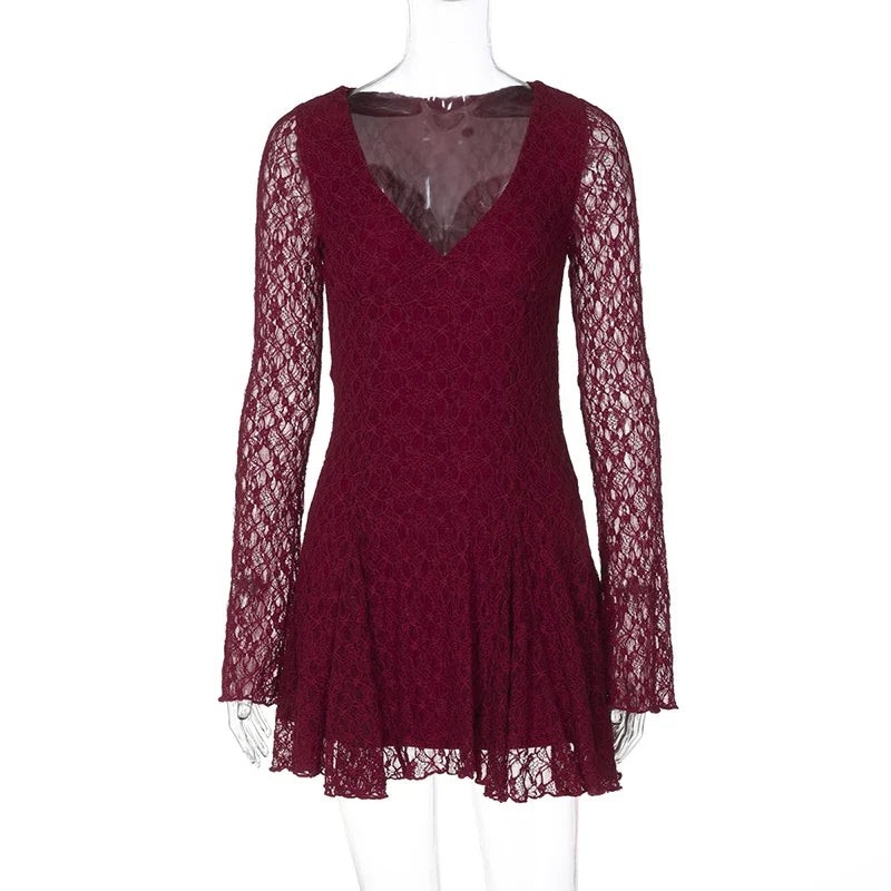 Ruffled Lace Mini Dress - Galina