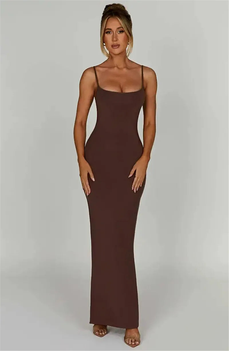 Fitted maxi dress with shaping fabric - Jordi