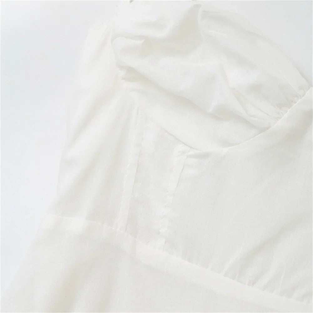 Ruffled Maxi Dress with A-Line Cut and Tie Straps - Allie