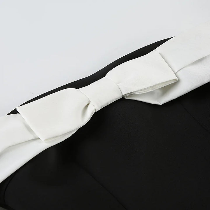 A-line mini dress with bow decoration and off-shoulder design - Heleny