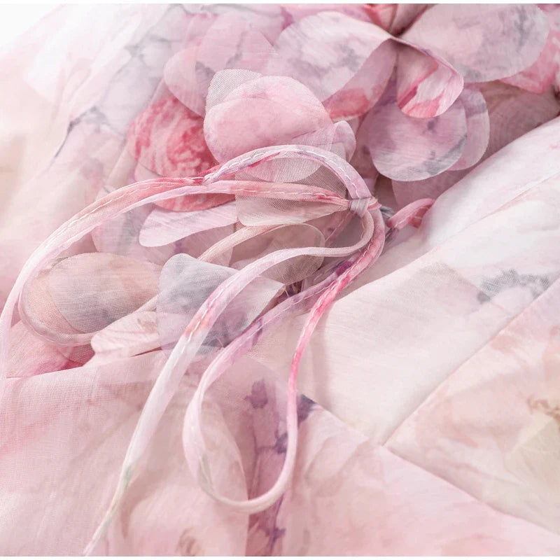 3D Floral Ruffled Mini Dress - Isabella