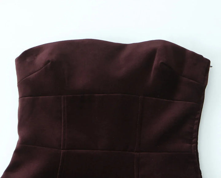 Mini strapless velvet dress with bow decoration on the back - Bailey