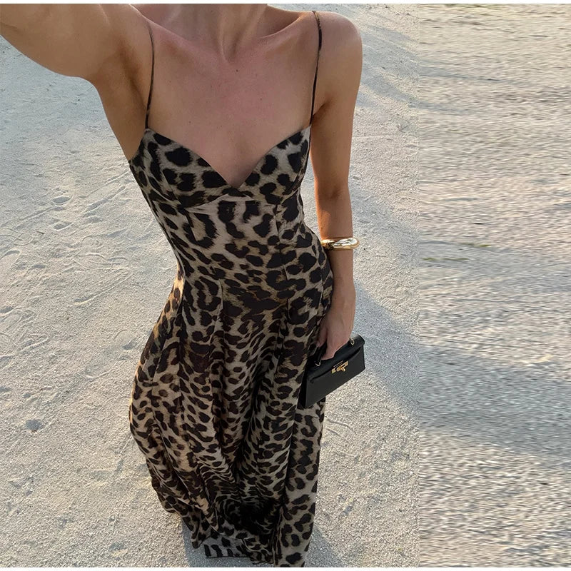 Leopard Print A-Line Maxi Dress - Milani
