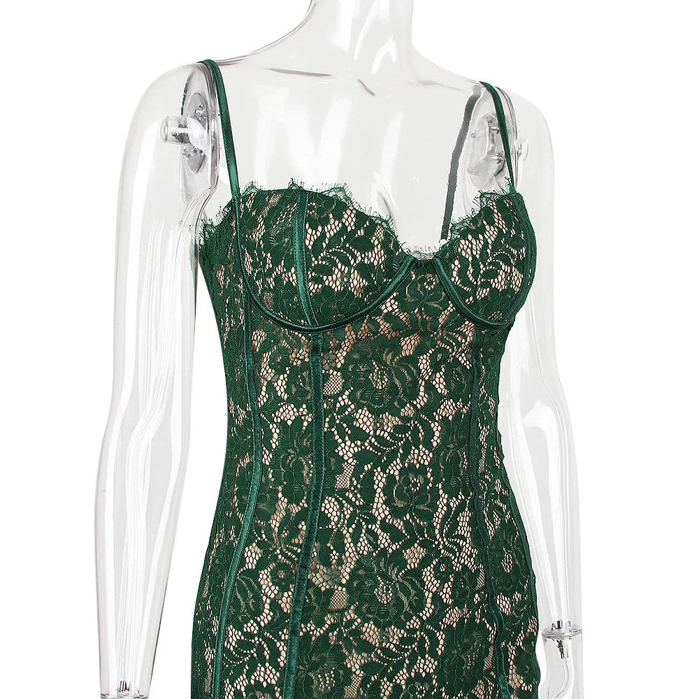 Fitted Lace Midi Dress - Barbara