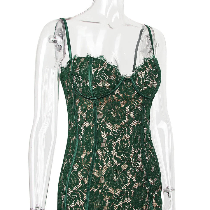 Fitted Lace Midi Dress - Barbara