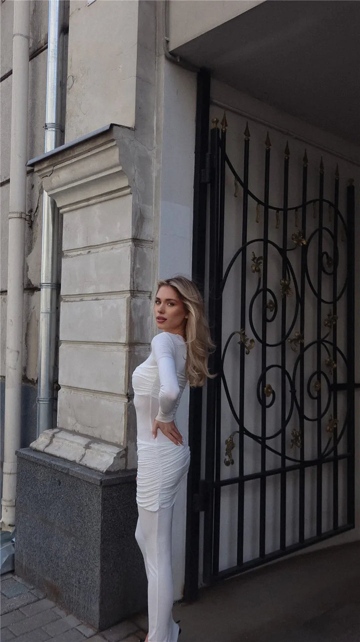 Fitted Maxi Dress with Ruching Design - Lin