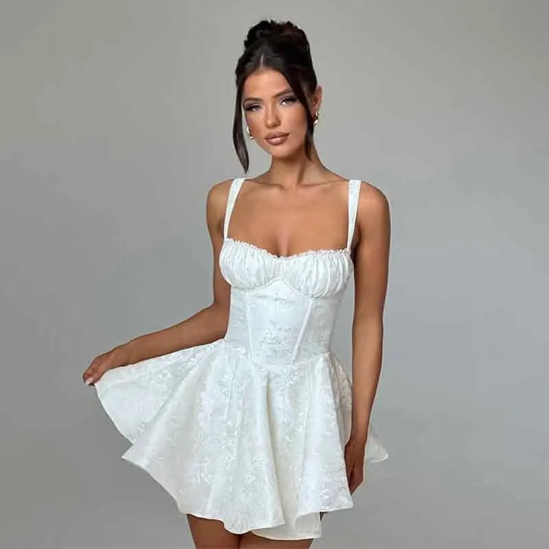 Mini Dress with Floral Embroidery and Lace Detail - Blanca