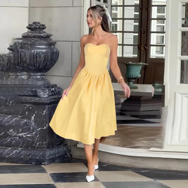 Midi strapless A-line dress - Sol