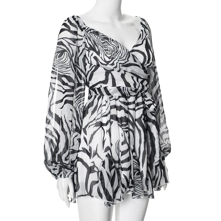Mini Dress with Ruffle and Open Sleeves - Hallel