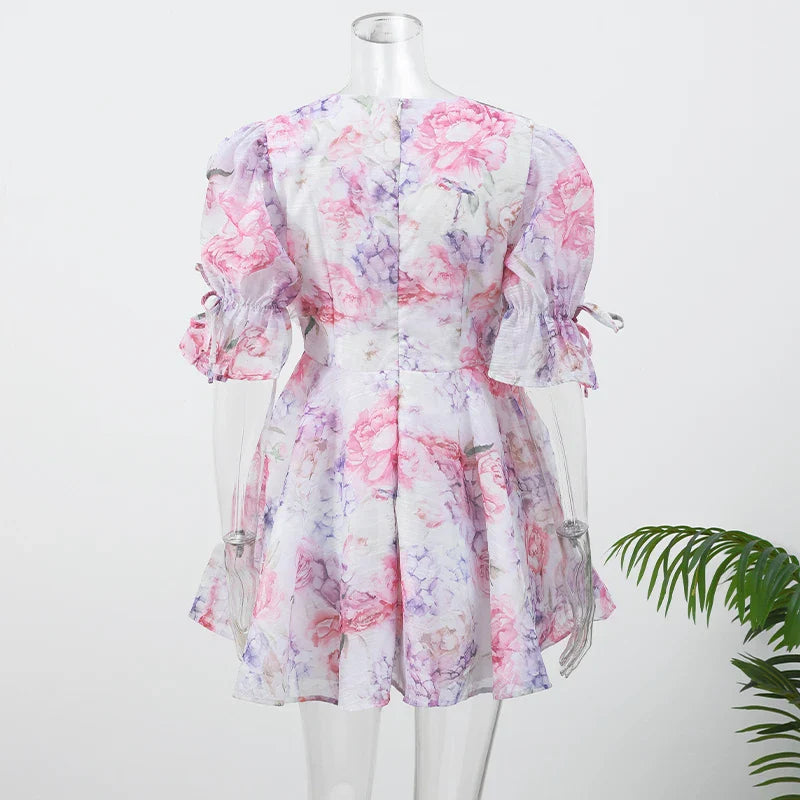 3D Floral Chiffon Ruffled Mini Dress - Mia
