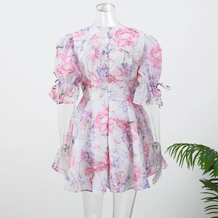 3D Floral Chiffon Ruffled Mini Dress - Mia
