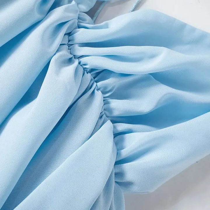 Ruffled Chiffon Mini Dress with Back Ties - Tulum