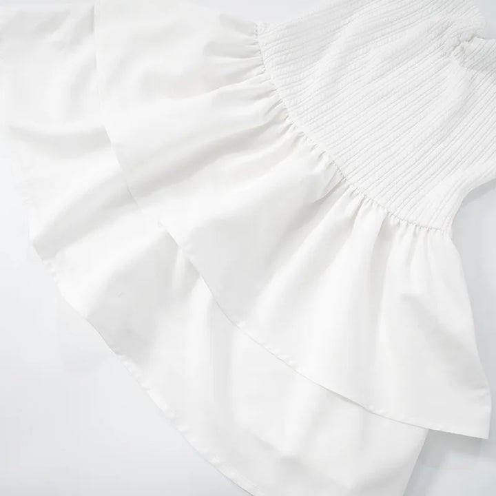 Strapless Mini Dress with Ruching and Tiered Ruffle Detail - Kara