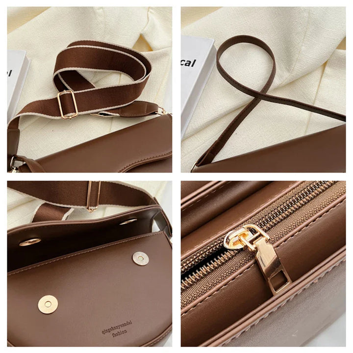 Faux leather bag with thick strap