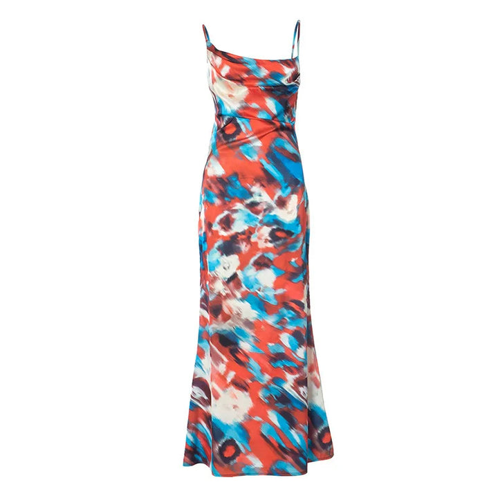 Colorful Satin Maxi Dress - Skylar