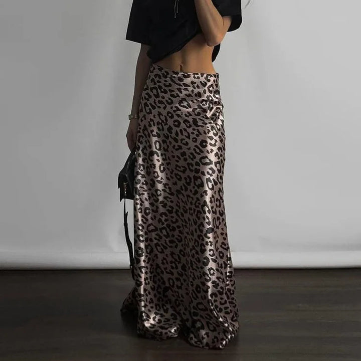 Leopard print satin maxi skirt - TAY