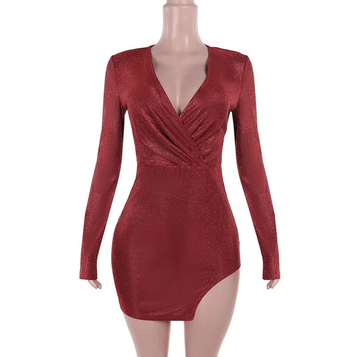 Glitter mini dress with slit design - JASMIN