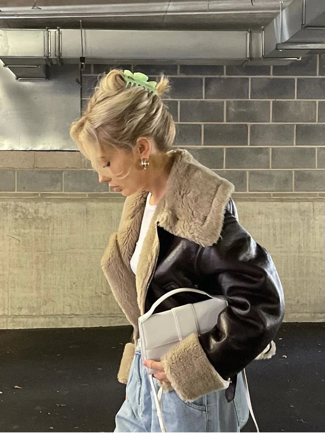 Leather Coat with Fur Lining - Candy