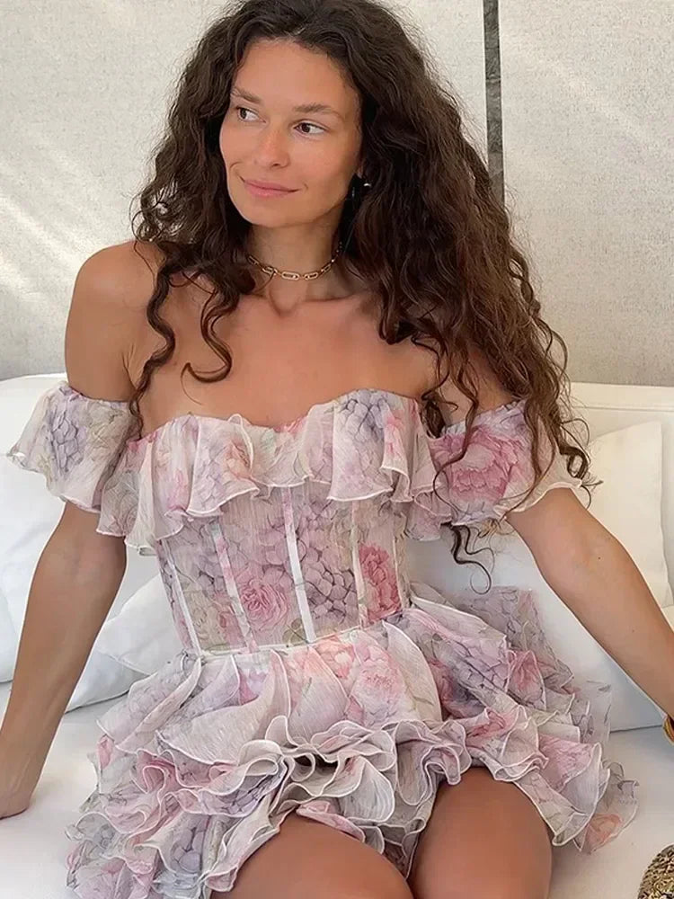 Floral Off-Shoulder Ruffled Mini Dress - Lisa