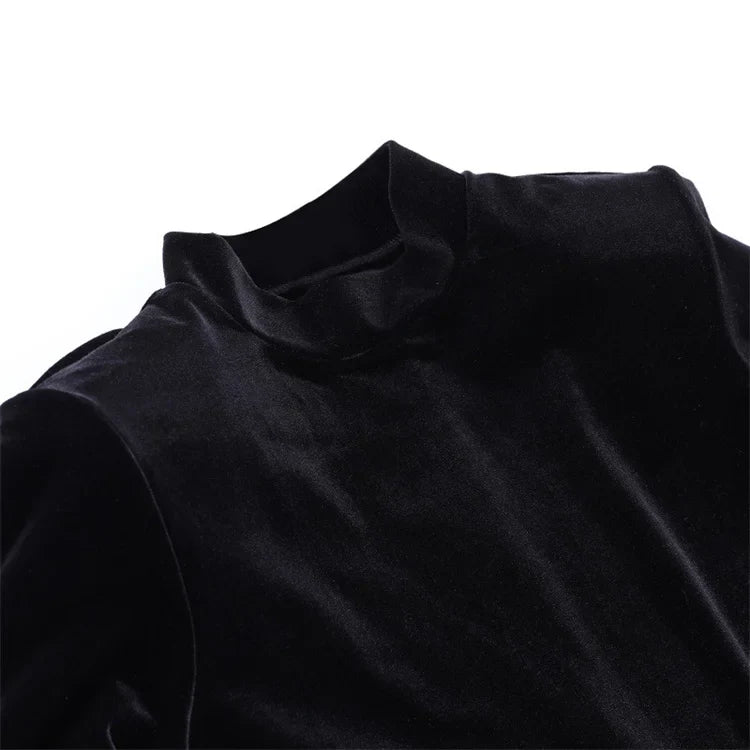 Velvet Golf Mini Dress with Ruching Detail - Julia
