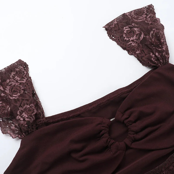 Mini Dress with Lace Detail and Cutout - Rita