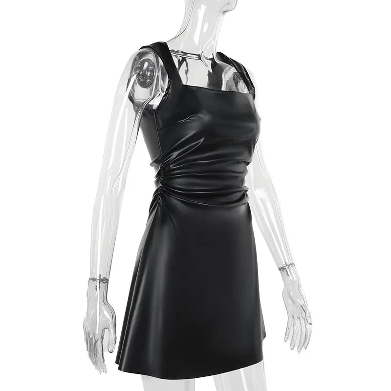 A-Line Faux Leather Mini Dress - Carol