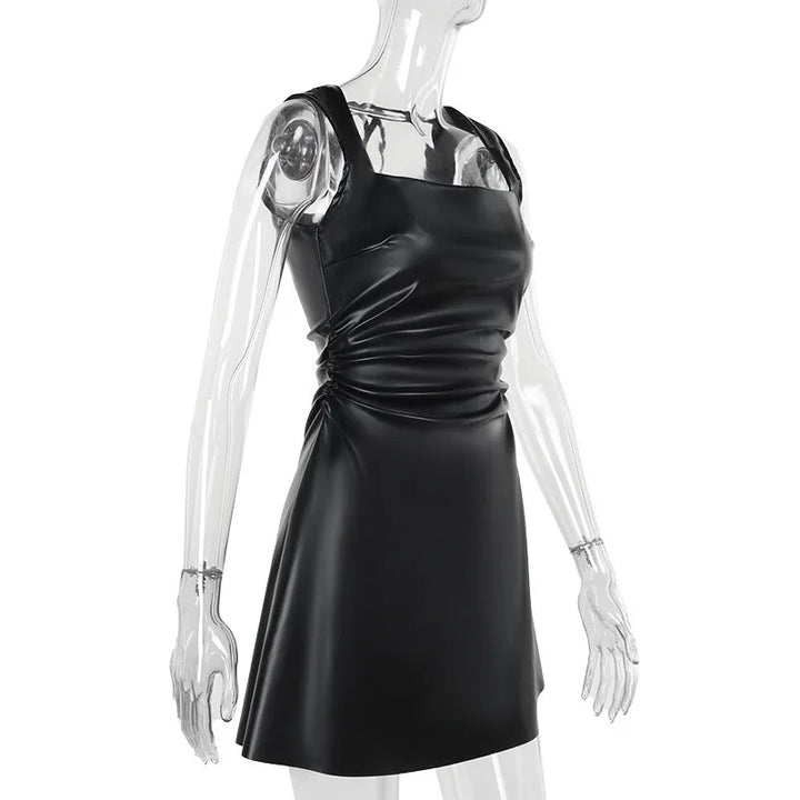 A-Line Faux Leather Mini Dress - Carol