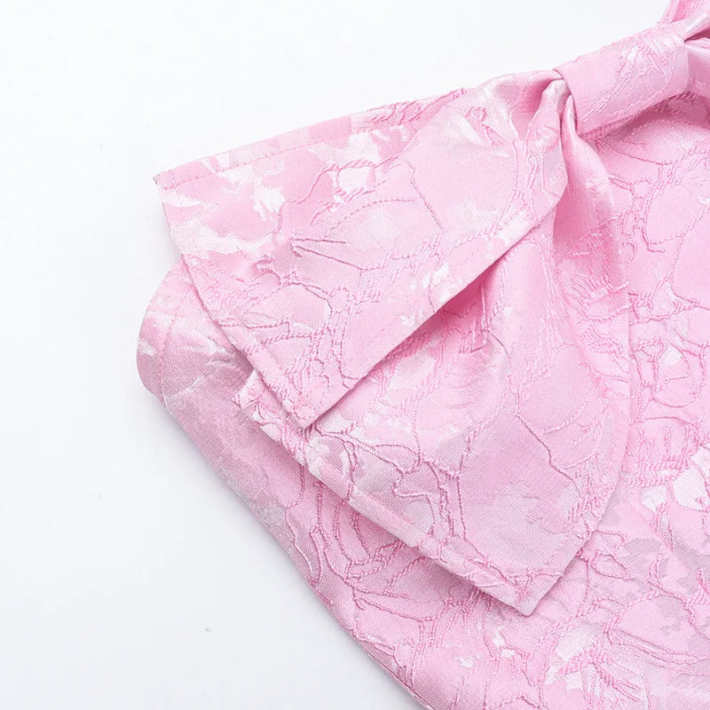Mini Strapless A-Line Dress with Bow and Floral Embroidery Detail - Alina