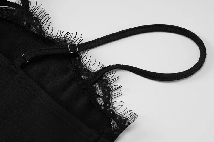 Mini dress decorated with lace and chest tie - Mila