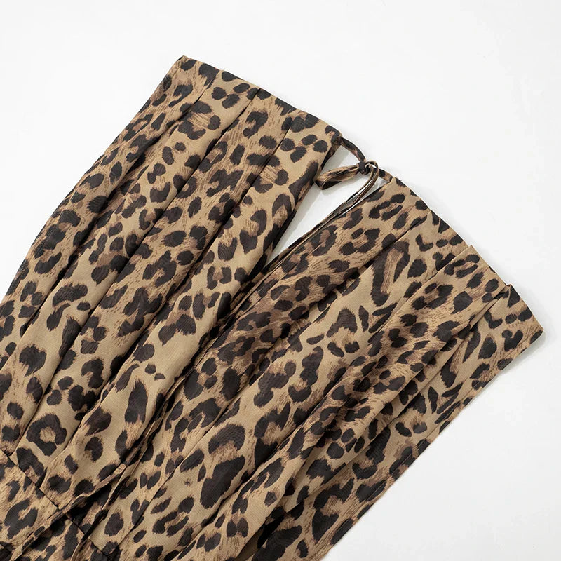 Short Spotted Chiffon Jumpsuit with Deep V-Neck Mini Dress Design - Jill