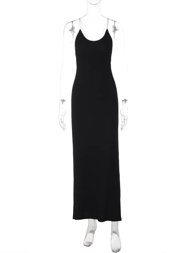 Knitted maxi dress with an open back - Louis