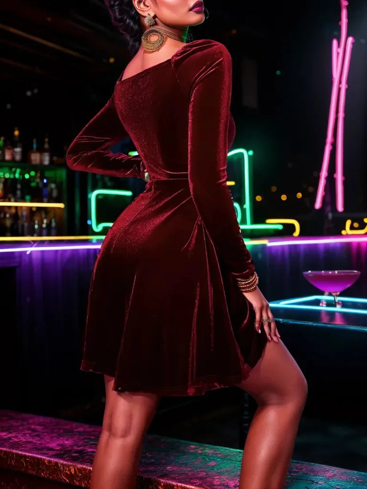 Velvet A-line mini dress - Jude