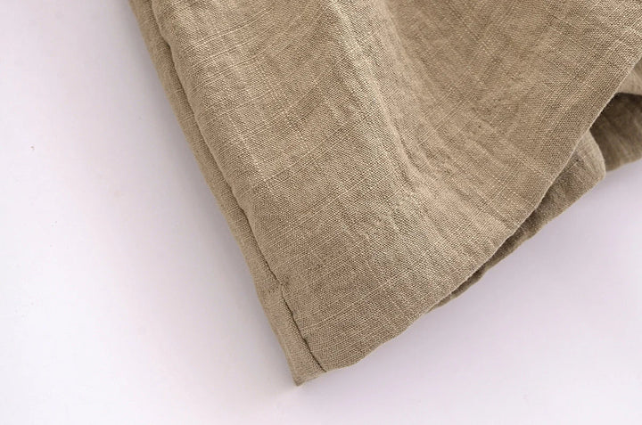 Two-Piece Linen Suit with Tie Shirt and Long Pants - Ava
